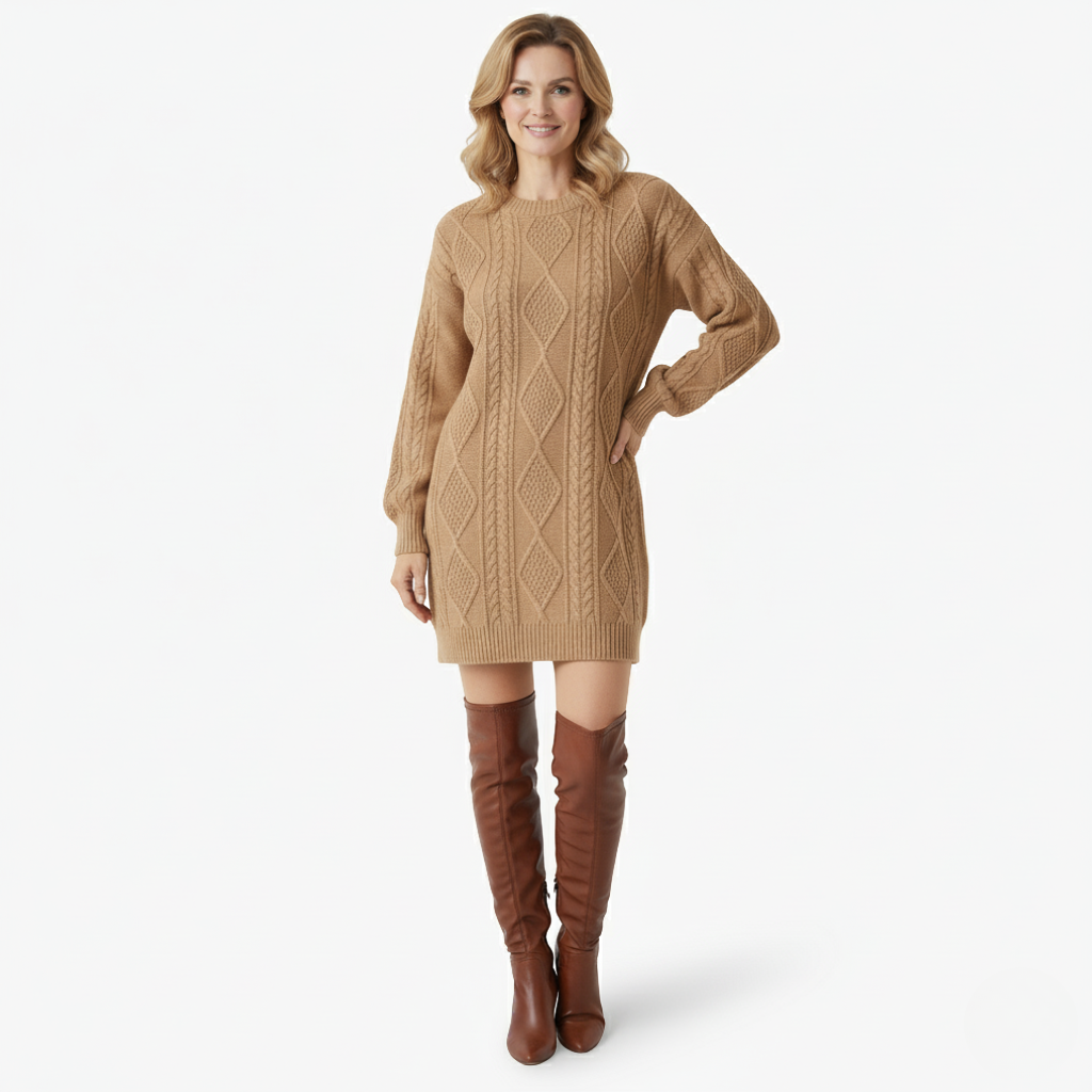 Dzianinowa Sukienka Damska – Elegancki Krój i Miękki Komfort
