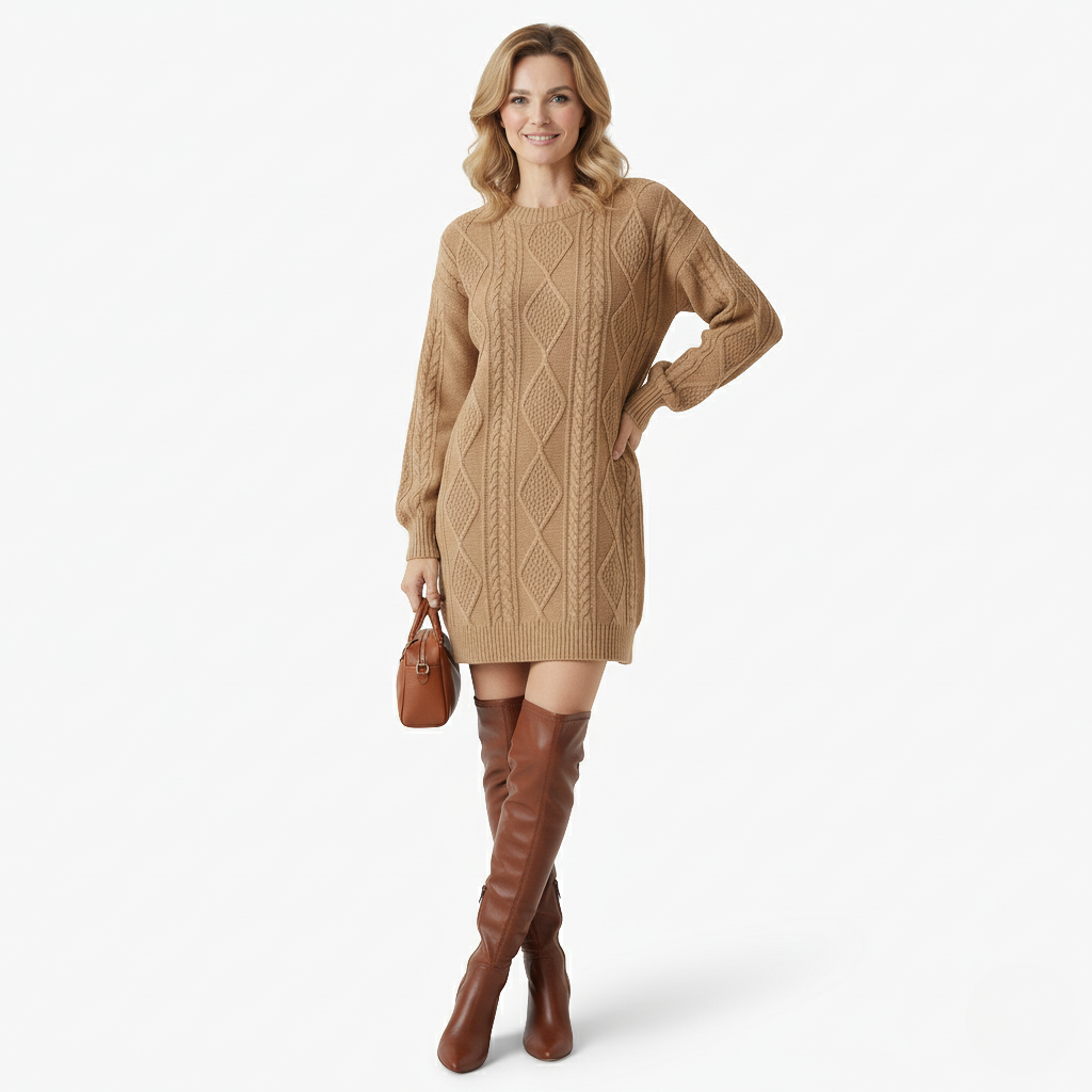 Dzianinowa Sukienka Damska – Elegancki Krój i Miękki Komfort