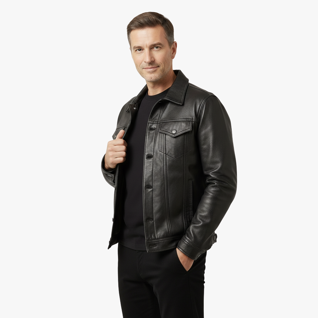 Skórzana Kurtka Motocyklowa Dla Mężczyzn o Ponadczasowym, Męskim Kroju