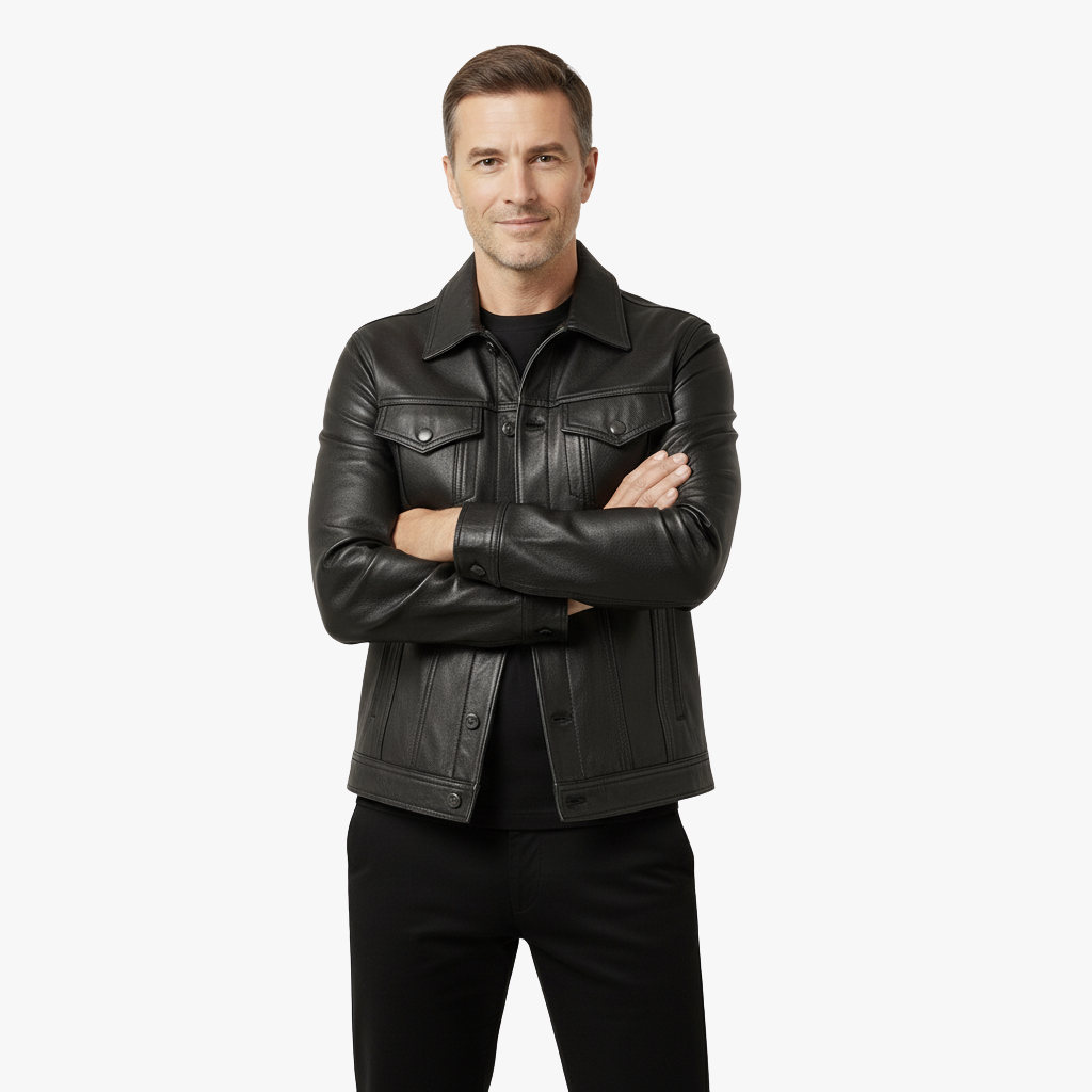 Skórzana Kurtka Motocyklowa Dla Mężczyzn o Ponadczasowym, Męskim Kroju