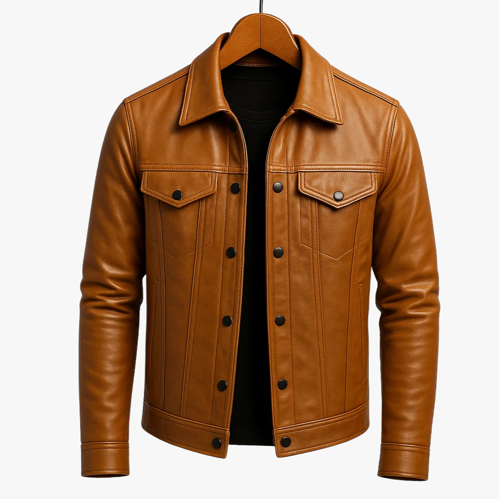 Skórzana Kurtka Motocyklowa Dla Mężczyzn o Ponadczasowym, Męskim Kroju