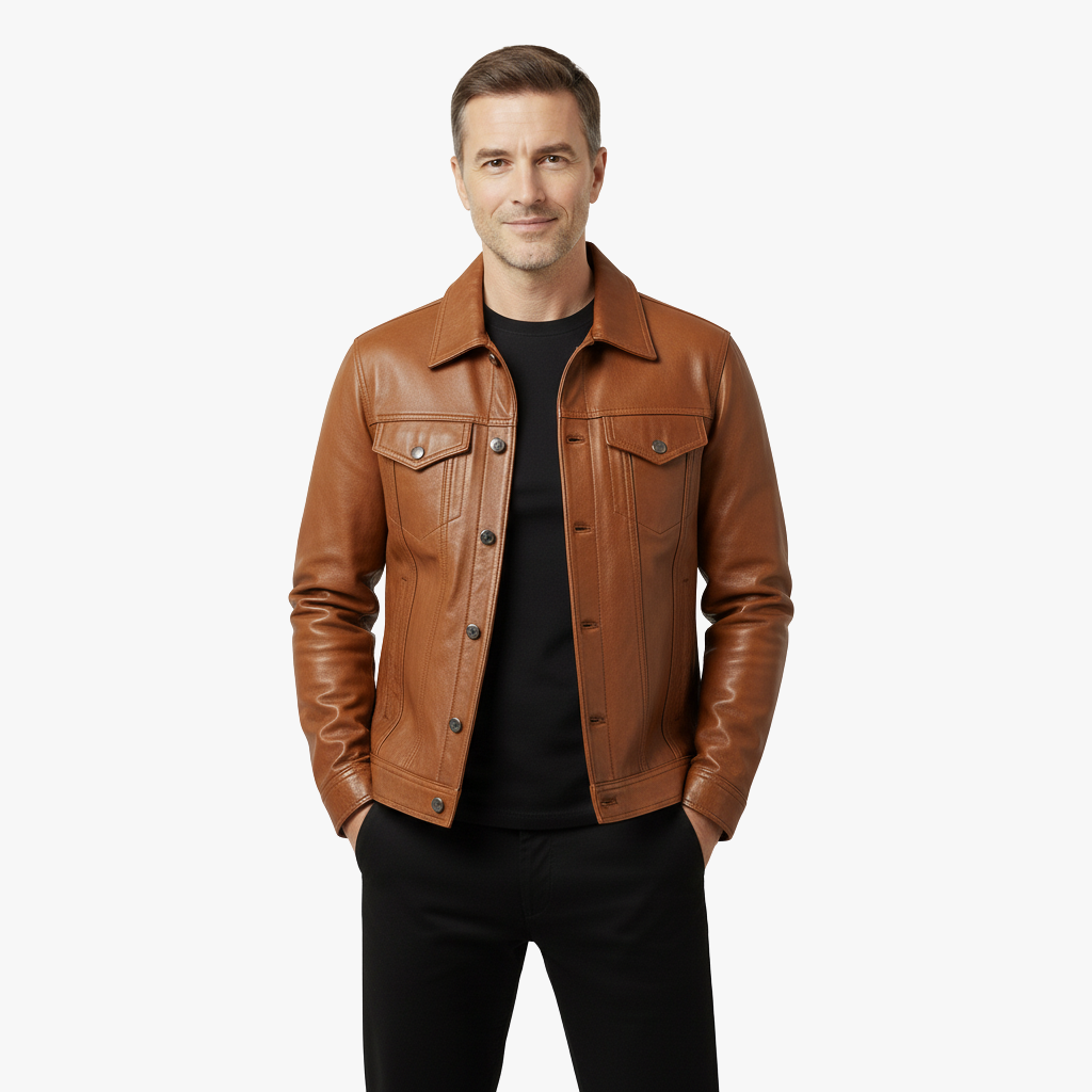 Skórzana Kurtka Motocyklowa Dla Mężczyzn o Ponadczasowym, Męskim Kroju