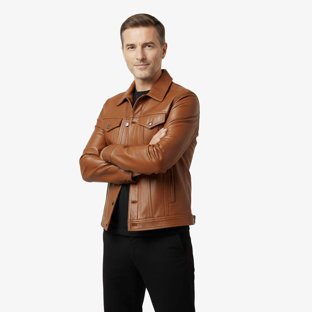 Skórzana Kurtka Motocyklowa Dla Mężczyzn o Ponadczasowym, Męskim Kroju