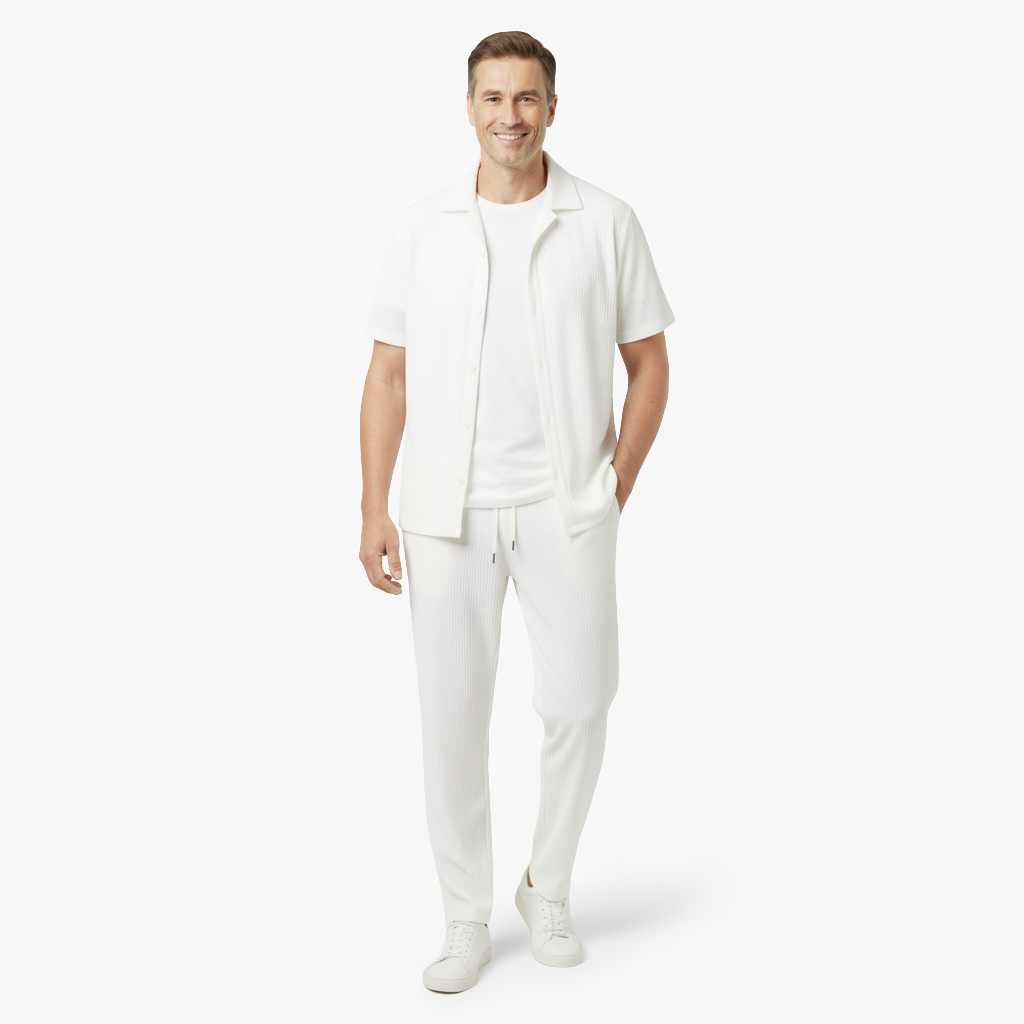 Lniany Zestaw dla Mężczyzn – Lekki, Oddychający i Stylowy Letni Strój