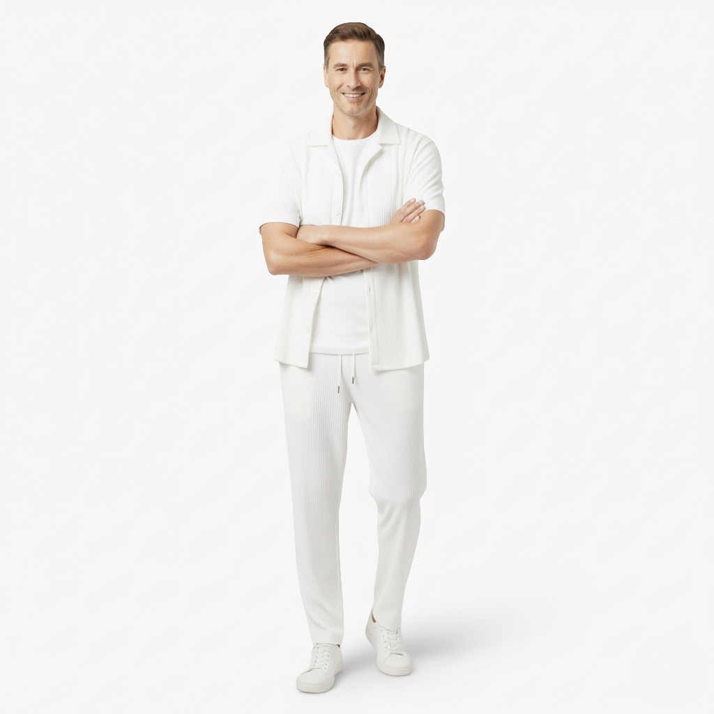 Lniany Zestaw dla Mężczyzn – Lekki, Oddychający i Stylowy Letni Strój