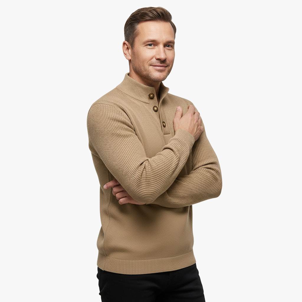 Męski Sweter z Guzikami – Stylowy i Komfortowy Look