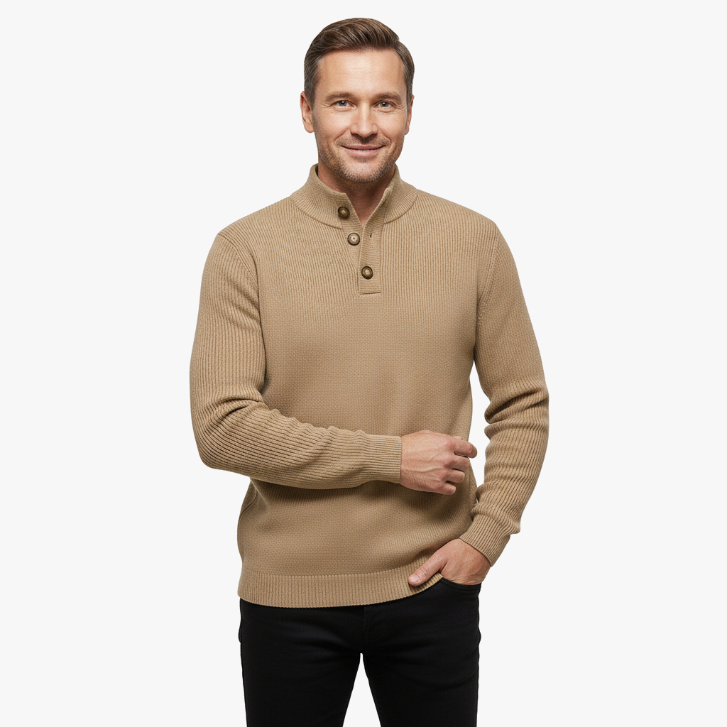 Męski Sweter z Guzikami – Stylowy i Komfortowy Look