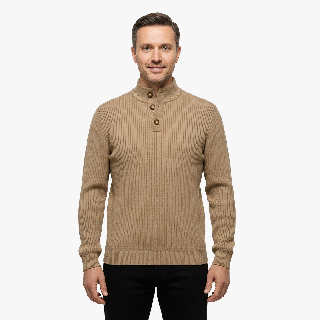 Męski Sweter z Guzikami – Stylowy i Komfortowy Look