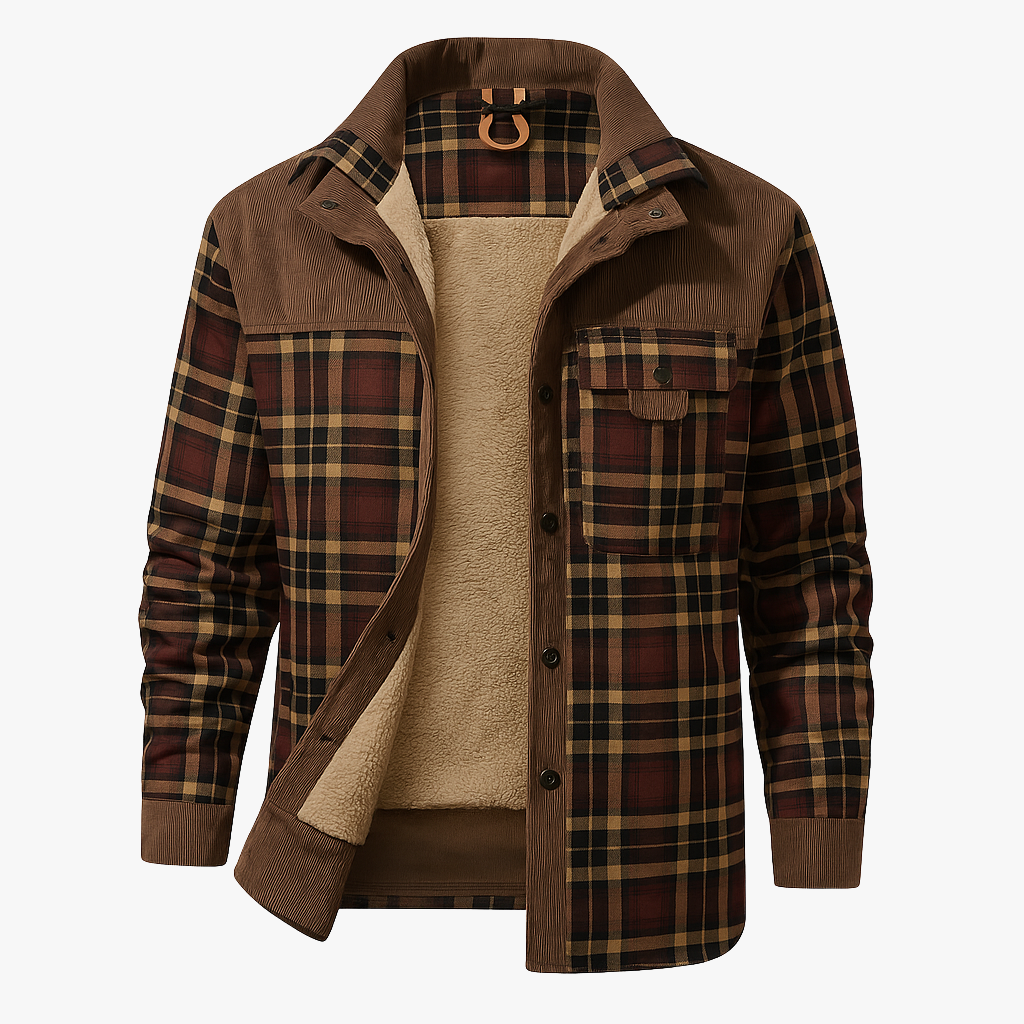Casualowa Męska Kurtka w Kratę z Podszyciem Polarowym – Ciepła i Stylowa na Każdą Okazję