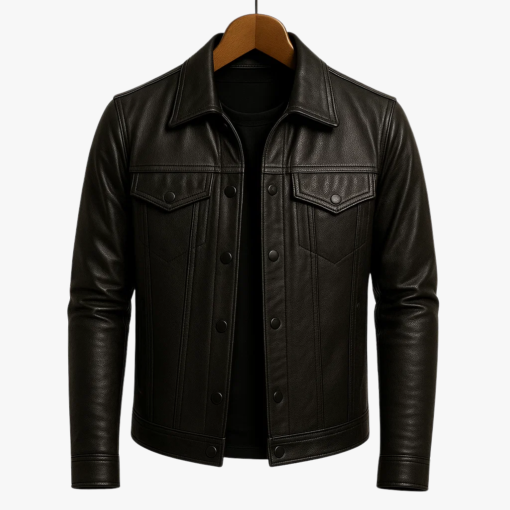 Skórzana Kurtka Motocyklowa Dla Mężczyzn o Ponadczasowym, Męskim Kroju